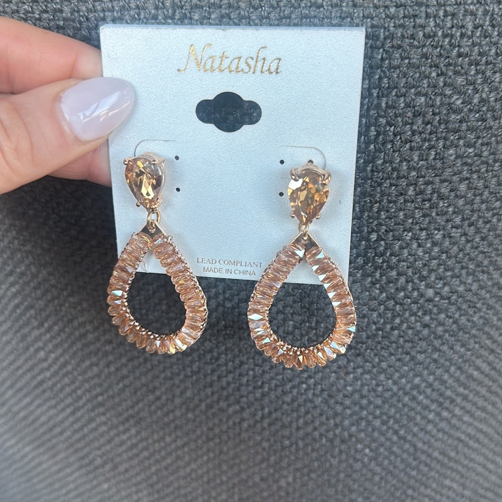 Natasha Couture Gold Teardrop Earrings